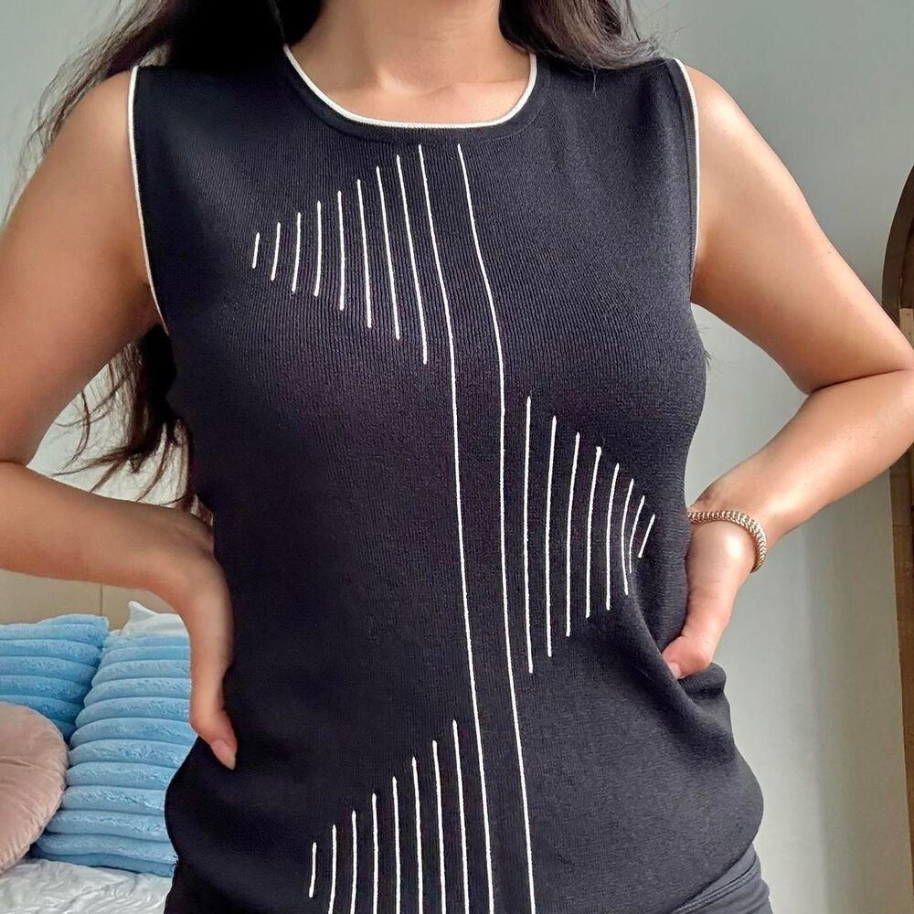 Vintage Carducci Black Sleeveless Knit Top – Size M